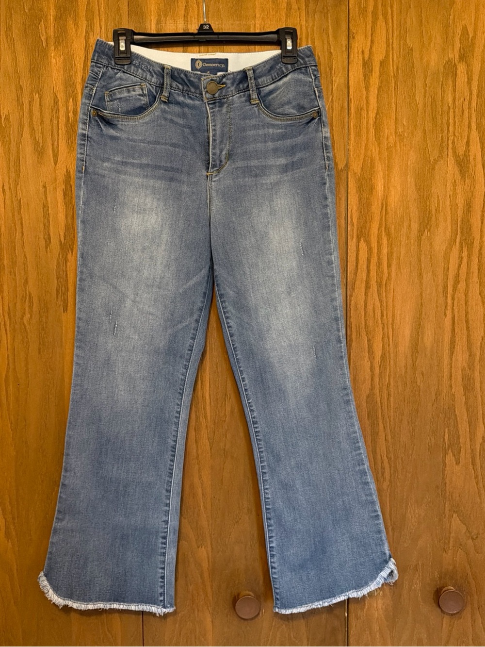 Democracy Light Blue Frayed Hem Flare Jeans